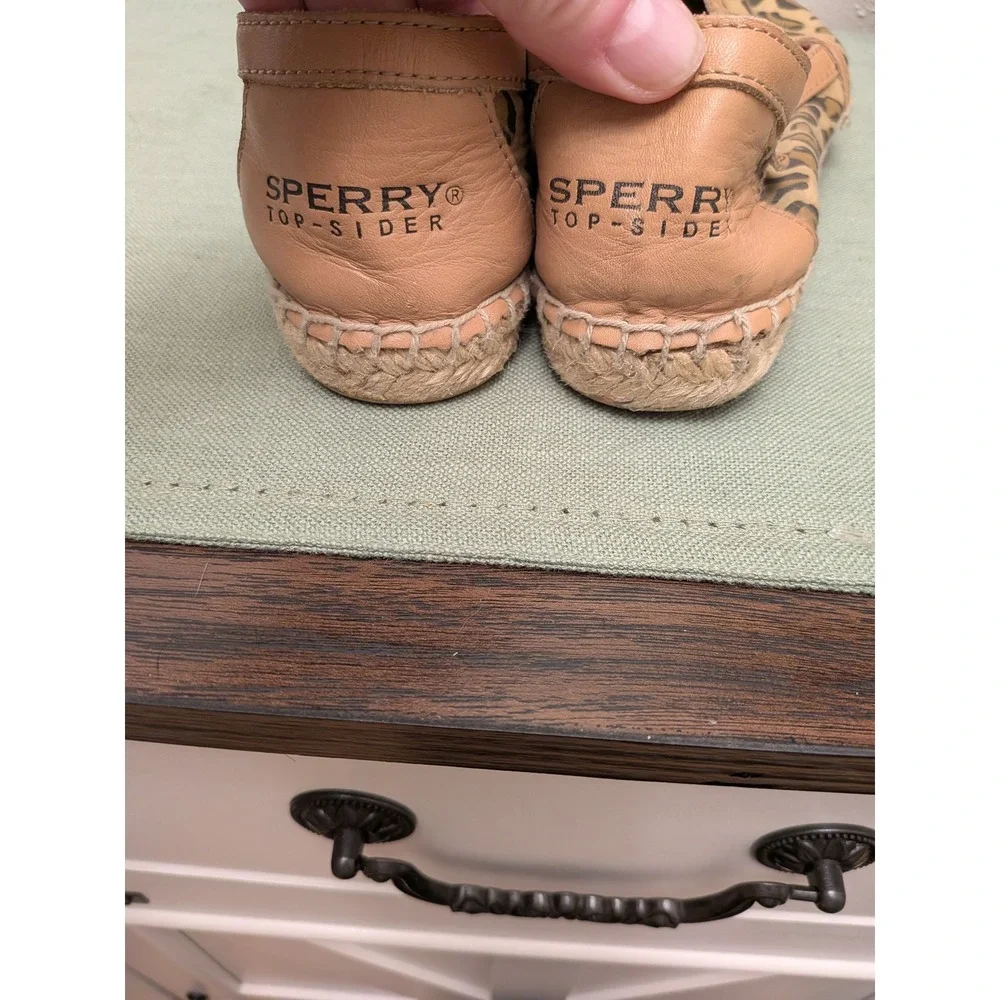 Sperry Top-Sider‎ Katama Leopard Espadrille Flats Tan Brown 9.5M 9343442